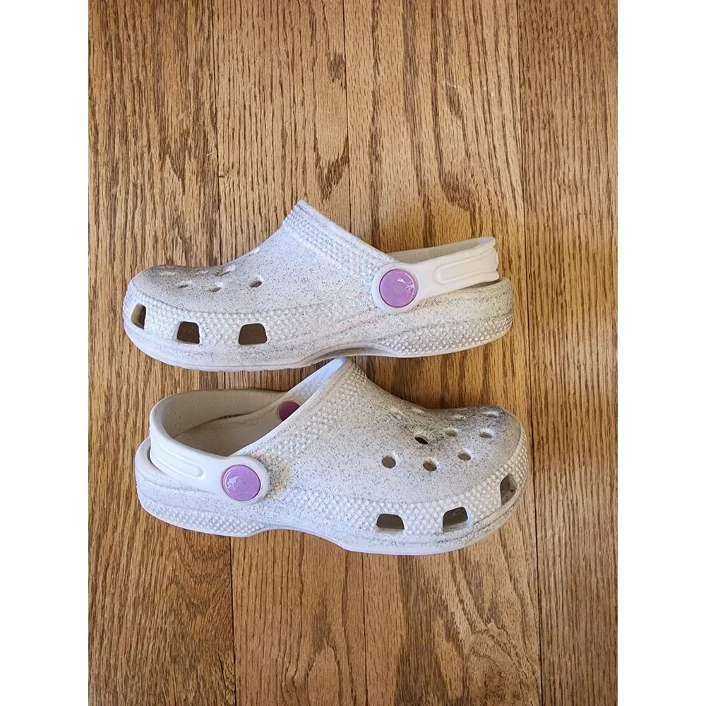 Crocs Kids 11 Classic Glitter Clog Oyster FAIR/Play *Please Read*